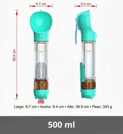 Bebedero Portátil 3 en 1 "Paseo Perfecto" (Agua, Comida y Bolsas)